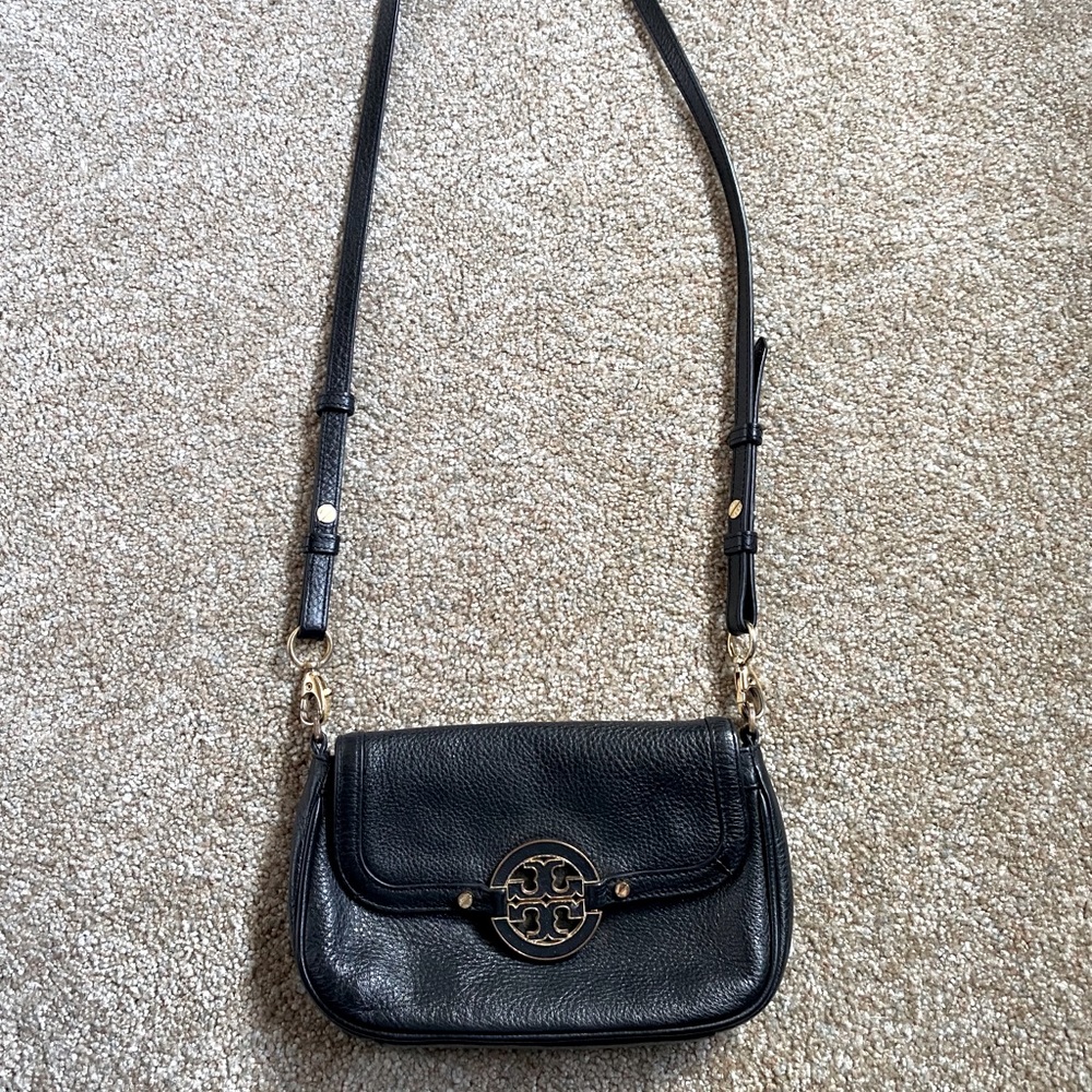 Tory Burch Amanda Mini Black Leather Crossbody Bag